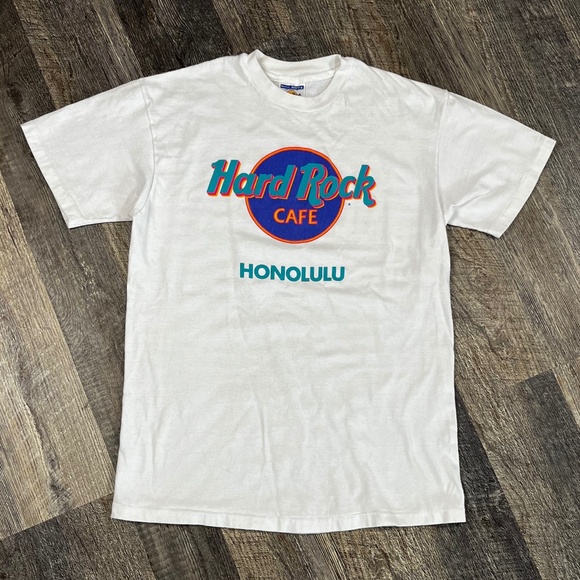 Vintage Hard Rock Cafe Shirt Size Medium Honolulu 1980s White 90s Destination - Picture 1 of 5